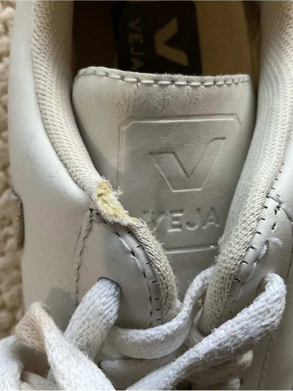 Veja Volley White Leather Sneakers with Beige Suede V Accent